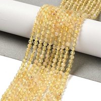 Fils de Perles de Citrine Naturelle, Ronde Facettée, 3.5mm, 128pcs — Perles à bijoux