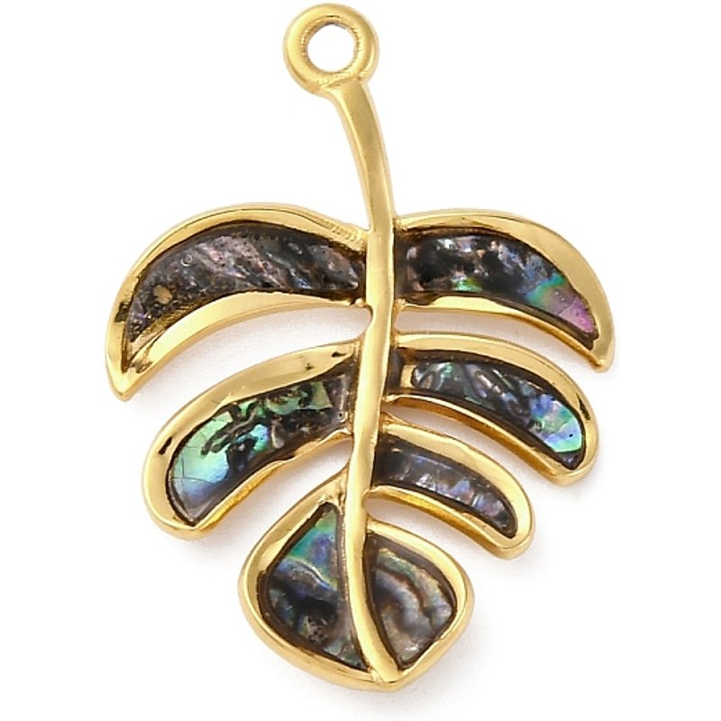 Pendentifs en acier inoxydable 304 avec coquille de paua, plaqué or 18K — Breloques et pendentifs