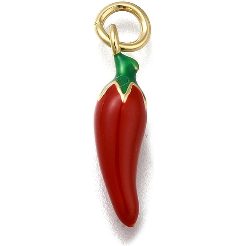Pendentif en Émail de Piment en Laiton avec Anneau, Rouge — Breloques et pendentifs