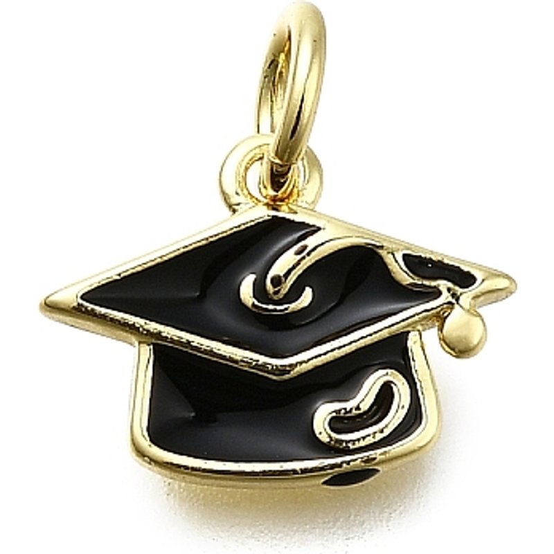 Brass Enamel Graduation Cap Charm with Jump Ring — Charms & Pendants