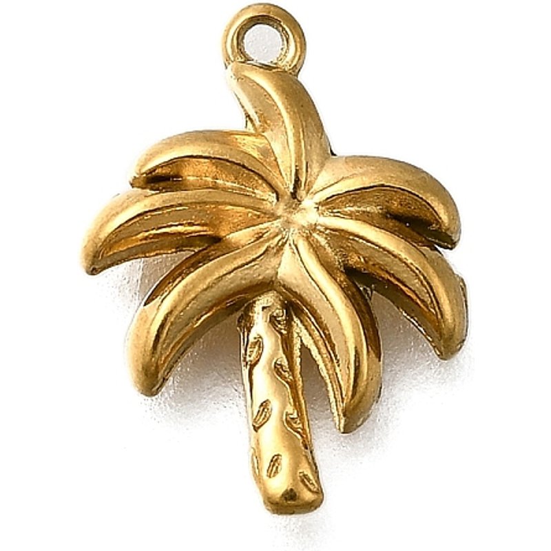 Charm en Acier Inoxydable avec Plaquage en Or 18K - Palmier — Breloques et pendentifs