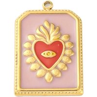 Pendentif Rectangulaire en Acier Inoxydable 304 avec Charme Sacré-Cœur — Breloques et pendentifs