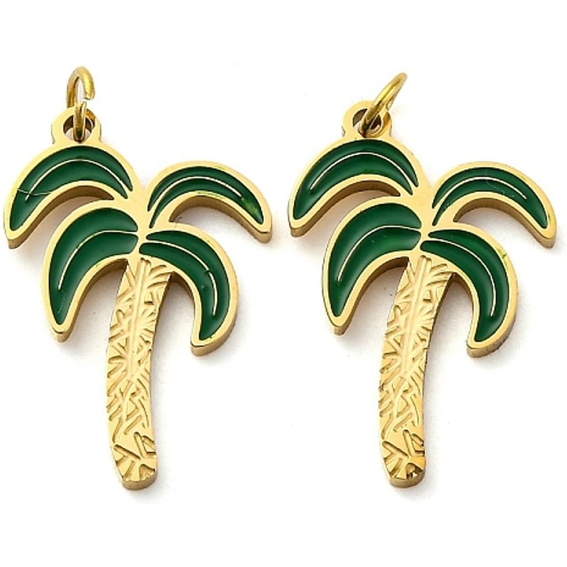 304 Stainless Steel Coconut Tree Charms with Jump Ring — Charms & Pendants