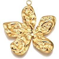 Pendentif en Acier Inoxydable 304, Charme Fleur, Plaqué Or 18K — Breloques et pendentifs