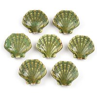 Perles en porcelaine faites à la main, forme de coquillage, jaune vert, 25-29,5mm