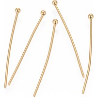 Épingles à tête ronde en acier inoxydable 304, plaquées or 24k, 30mm