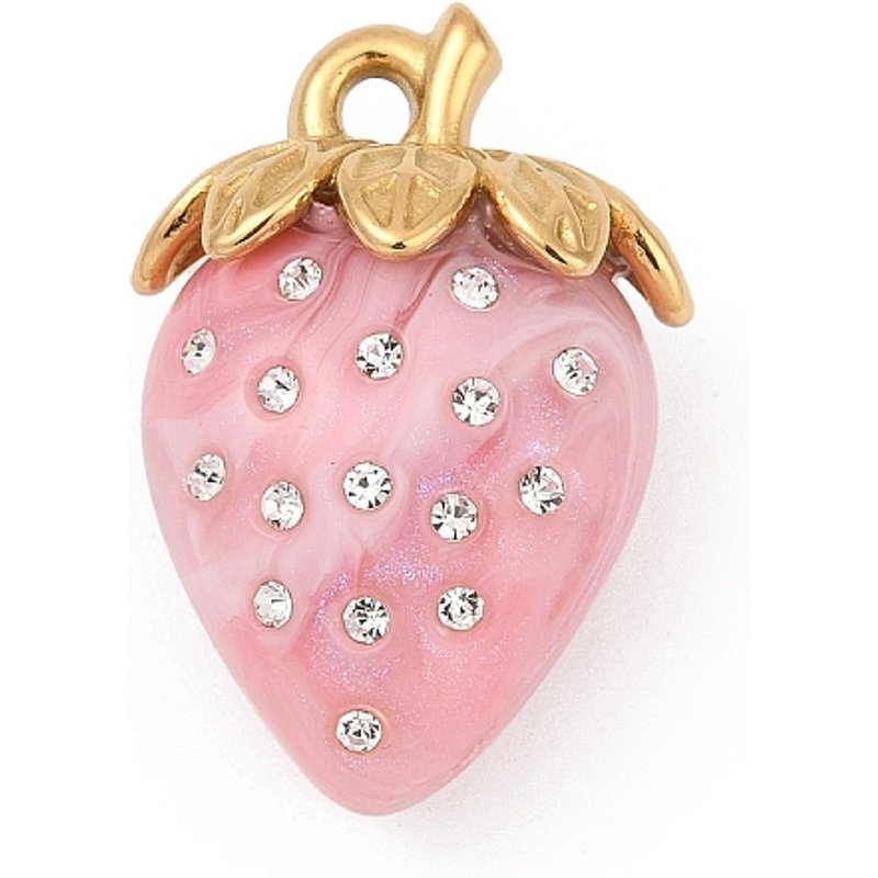 Pendentif en Acier Inoxydable 304 en Forme de Fraise avec Résine et Strass — Breloques et pendentifs