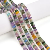 Brins de perles de jade blanc naturel teinté, rondelle, couleur mixte