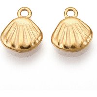 304 Stainless Steel Shell Shape Charm with 18K Gold Plating — Charms & Pendants