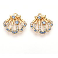 Charms en laiton micro pave zircon cubique, forme de coquillage, plaqué or 18K — Breloques et pendentifs
