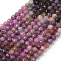 Brins de perles de rubis naturels, ronds facettés 5mm, 75pcs/brin — Perles à bijoux