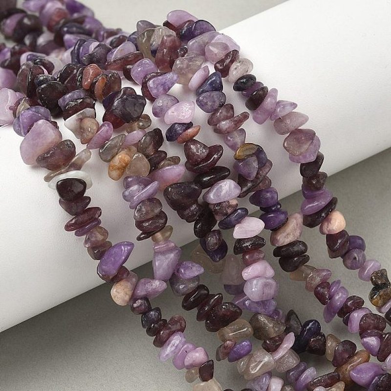 Brins de perles naturelles de lépidolite et mica violet, chip — Perles à bijoux