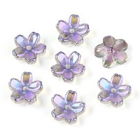 Capsules de Perles en Verre Électroplaqué Transparent, Fleur à 5 Pétales, Violet Moyen — Perles à bijoux