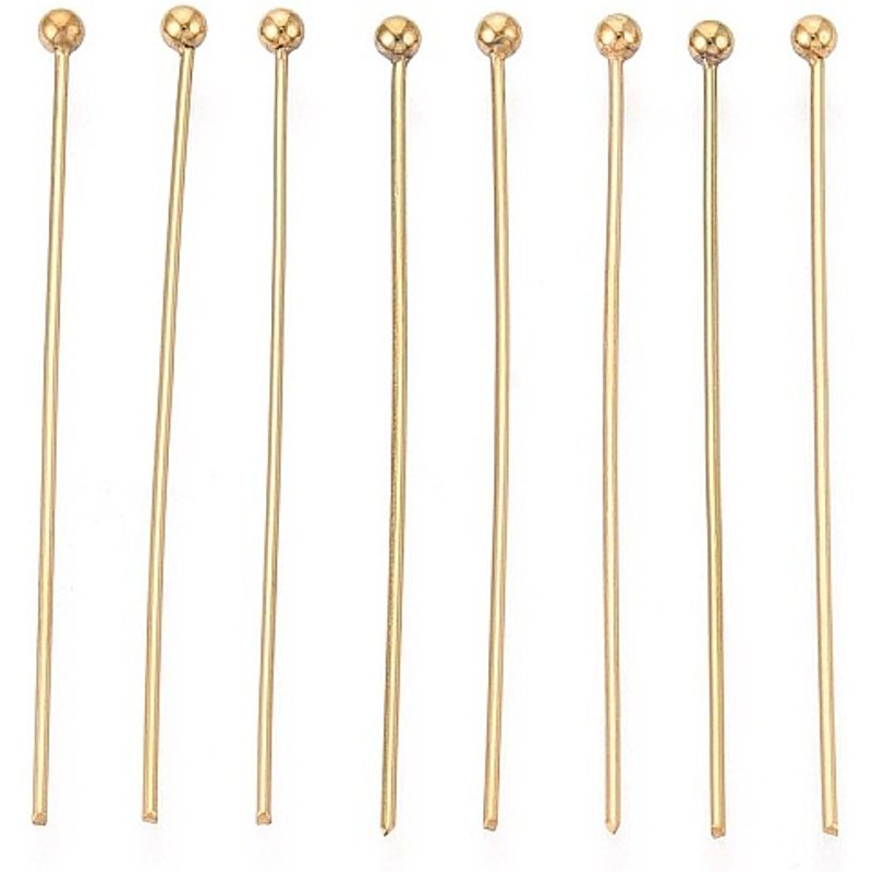 Épingles en acier inoxydable 304, plaquées or 18K, 35mm, 100pcs — Accessoires pour bijoux