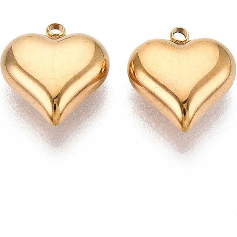 Pendentif en Acier Inoxydable 201, Charm Coeur, Plaqué Or 18K — Breloques et pendentifs