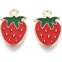Pendentif en Émail de Fraise en Alliage Doré Clair — Breloques et pendentifs