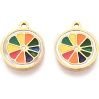 Charm en Acier Inoxydable 304 en Forme de Tranches d'Orange avec Plaquage en Or 14K — Breloques et pendentifs