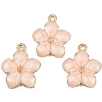 Pendentif en Émail en Alliage de Zinc, Fleur en Or et Rose — Breloques et pendentifs