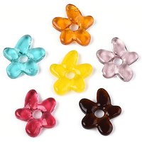 Perles en Verre Soufflé Fait Main, Fleur, Couleurs Mélangées, 18.1x17-17.5mm