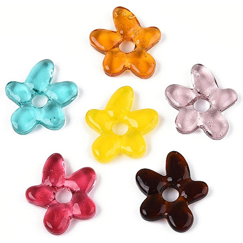 Handmade Lampwork Flower Beads, Mixed Colors, 18.1x17-17.5mm — Jewelry Beads
