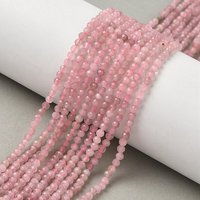 Fil de perles en quartz rose naturel, rond, facetté, 3mm — Perles à bijoux
