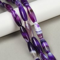 Brins de perles en agate rayée naturelle, teintées, violettes, 30x10mm — Perles à bijoux