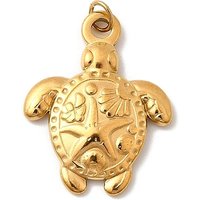 Pendentif Tortue Thème Océan en Acier Inoxydable 304, Plaqué Or 18K — Breloques et pendentifs