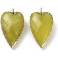 Charms en Jade Naturel de Corée en Forme de Cœur Facetté avec Boucles en Laiton — Breloques et pendentifs