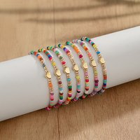 7-Piece CCB Heart & Glass Seed Beads Stretch Bracelets for Women