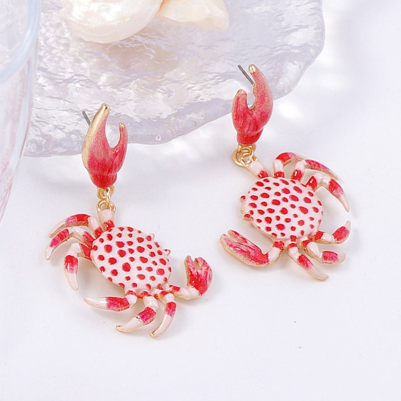 Boucles d'oreilles pendantes en alliage, design crabe, finition dorée — Bijoux fantaisie