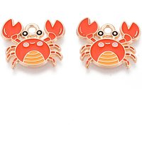 Marine Animals Enamel Pendant - Light Gold Crab