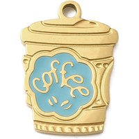 Pendentif en Acier Inoxydable 304 avec Charm Café et Plaquage en Or 18K — Breloques et pendentifs