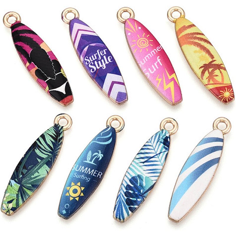 Pendentif en Émail en Alliage Charm de Planche de Surf en Or Clair et Couleurs Mélangées — Breloques et pendentifs