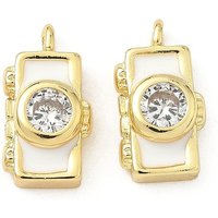Brass Pave Cubic Zirconia Camera Pendant with Enamel — Charms & Pendants