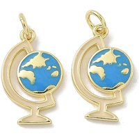 Brass Enamel Globe Charms with Jump Ring, 18K Gold Plated — Charms & Pendants