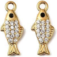 Charm en Acier Inoxydable 304 en Forme de Poisson avec Zirconia Cubique — Breloques et pendentifs
