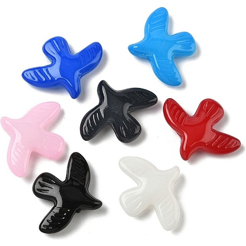 Baking Painted Glass Beads, Peace Dove, Mixed Color, 34x42mm — Jewelry Beads