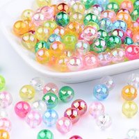Perles Acryliques Transparentes Écologiques, Rondes, Couleur AB, Couleurs Mixtes