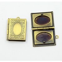 Brass Locket Pendants - Antique Bronze Picture Frame Charms — Charms & Pendants