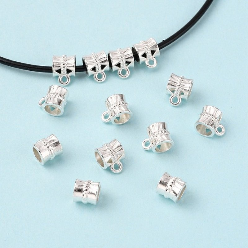Zinc Alloy European Tube Bails and Loop Bails, Silver — Jewelry Findings