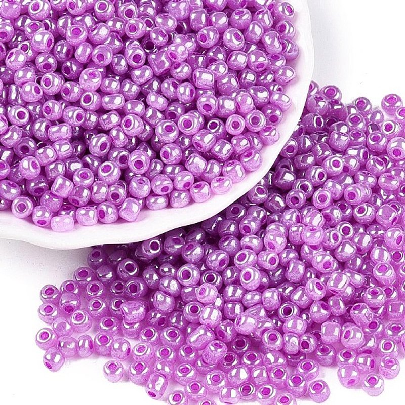 Ceylon Glass Seed Beads, Round, Medium Orchid, 4mm, 4500pcs/pound — Jewelry Beads