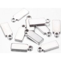 Pendentifs étiquettes vierges en acier inoxydable 304, rectangle — Breloques et pendentifs