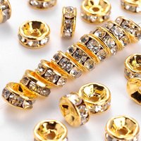 Perles Espacées en Laiton avec Strass pour Création de Bijoux, 6x3mm — Perles à bijoux