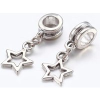 Alloy European Dangle Charms, Star, Antique Silver, 23mm — Jewelry Beads