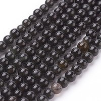 Brins de perles d'obsidienne naturelle, rondes, qualité AA, 4mm, 15 pouces — Perles à bijoux