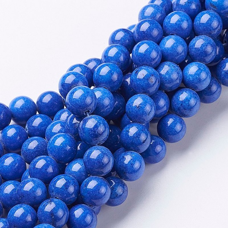 Natural Mashan Jade Round Beads Strands, Dyed Blue, 10mm — Jewelry Beads