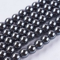 Non-Magnetic Synthetic Hematite Beads Strands, Grade AA, 6mm — Jewelry Beads