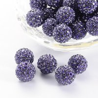 Polymer Clay Rhinestone Beads, Pave Disco Ball, Tanzanite, 14mm