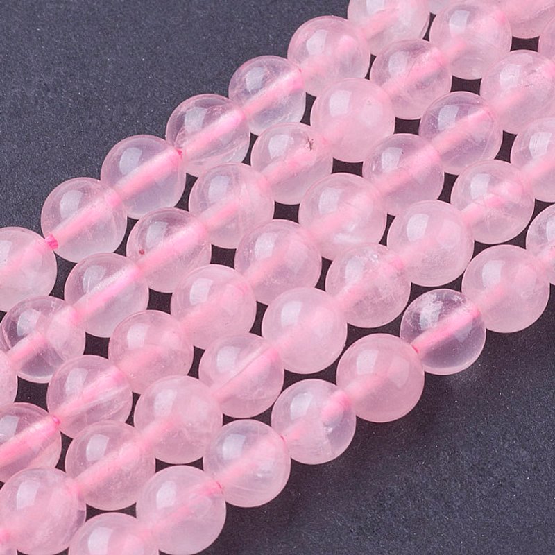 Fils de Perles en Quartz Rose Naturel, Ronds, 6mm, Trou de 1mm — Perles à bijoux
