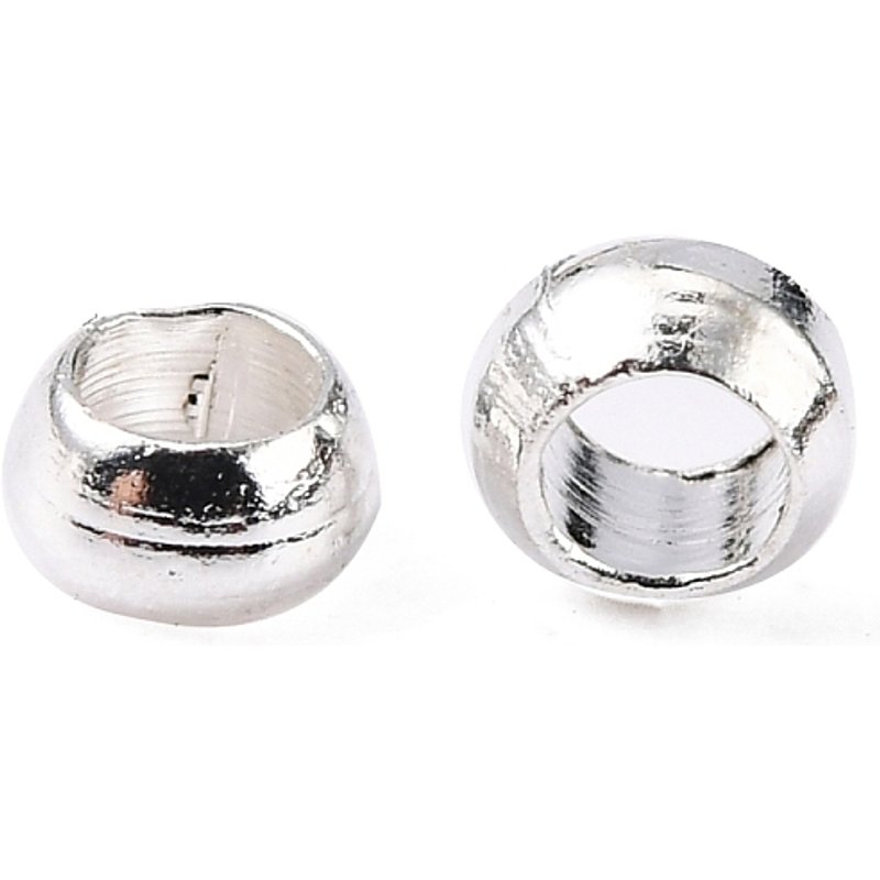 Perles à Sertir en Laiton, Rondelle, Plaqué Argent, 3mm — Perles à bijoux